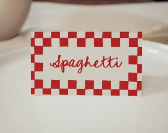 Italian Pizza Party Place Card Template, Italy Theme Baby Shower Food Name Card | SSB1