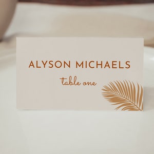 Boho Beach Wedding Place Card Template Tropical Beach Wedding Name ...