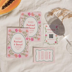 Whimsical Floral Wedding Invitation Suite, Hand Drawn Wildflower Wedding Invite | FL1