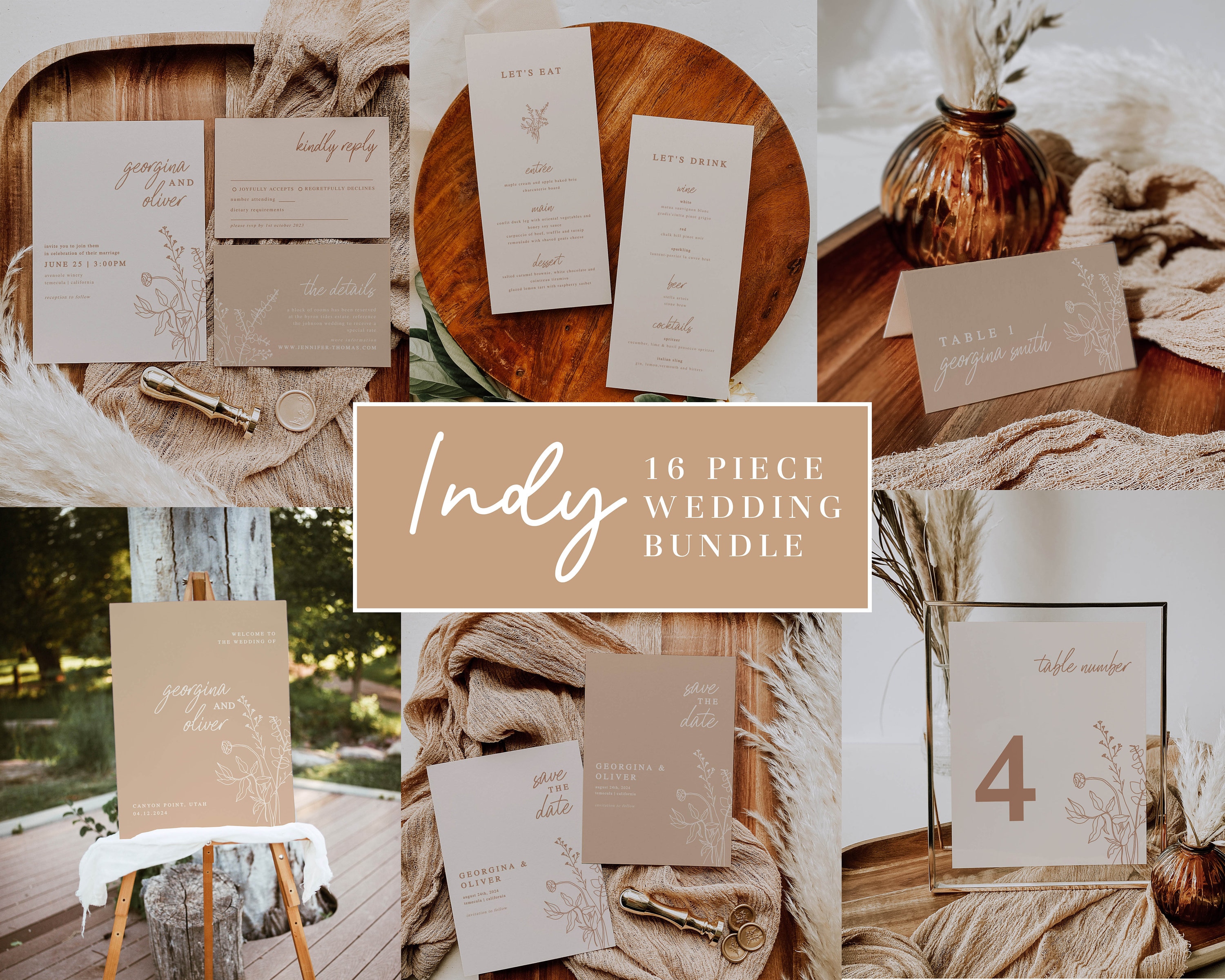 Boho Wedding Template Bundle Wedding Signs Bundle Boho Wedding | Etsy