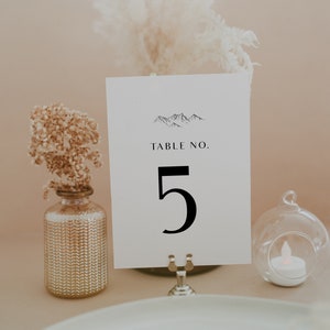 Mountain Wedding Table Numbers Template Mountain Table Numbers Wedding Sign Minimalist Printable | Colorado