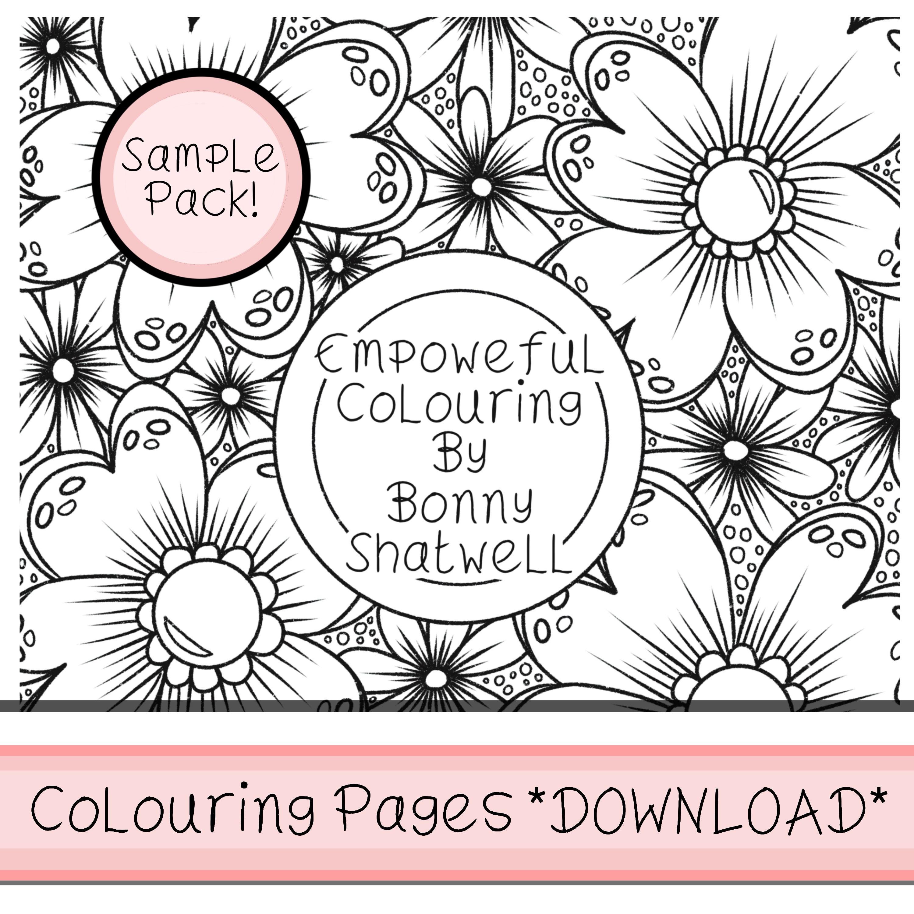 Sample Colouring Picture Empowerful Colouring Book *SAMPLE* Digital Download PDF Page Files JPEG ...