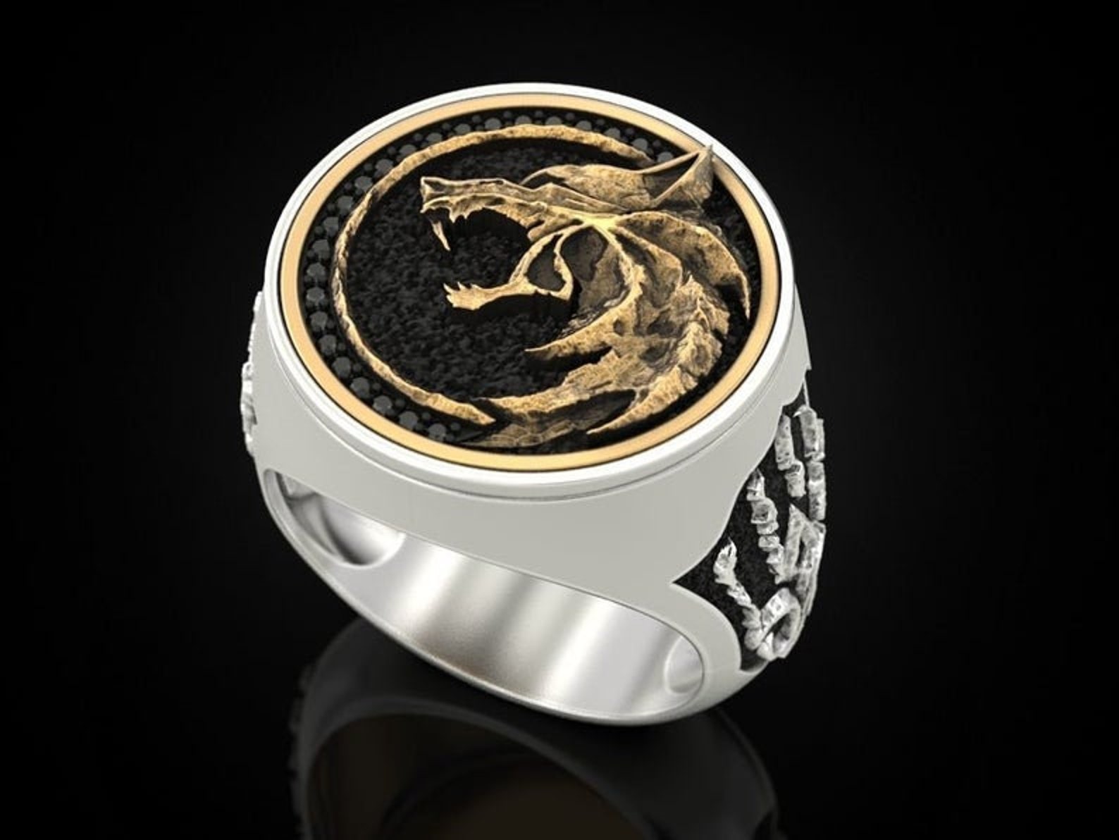SilberNer Wolf Ring Wolfskopf Herren Ring Wild Wolf Ring Etsy