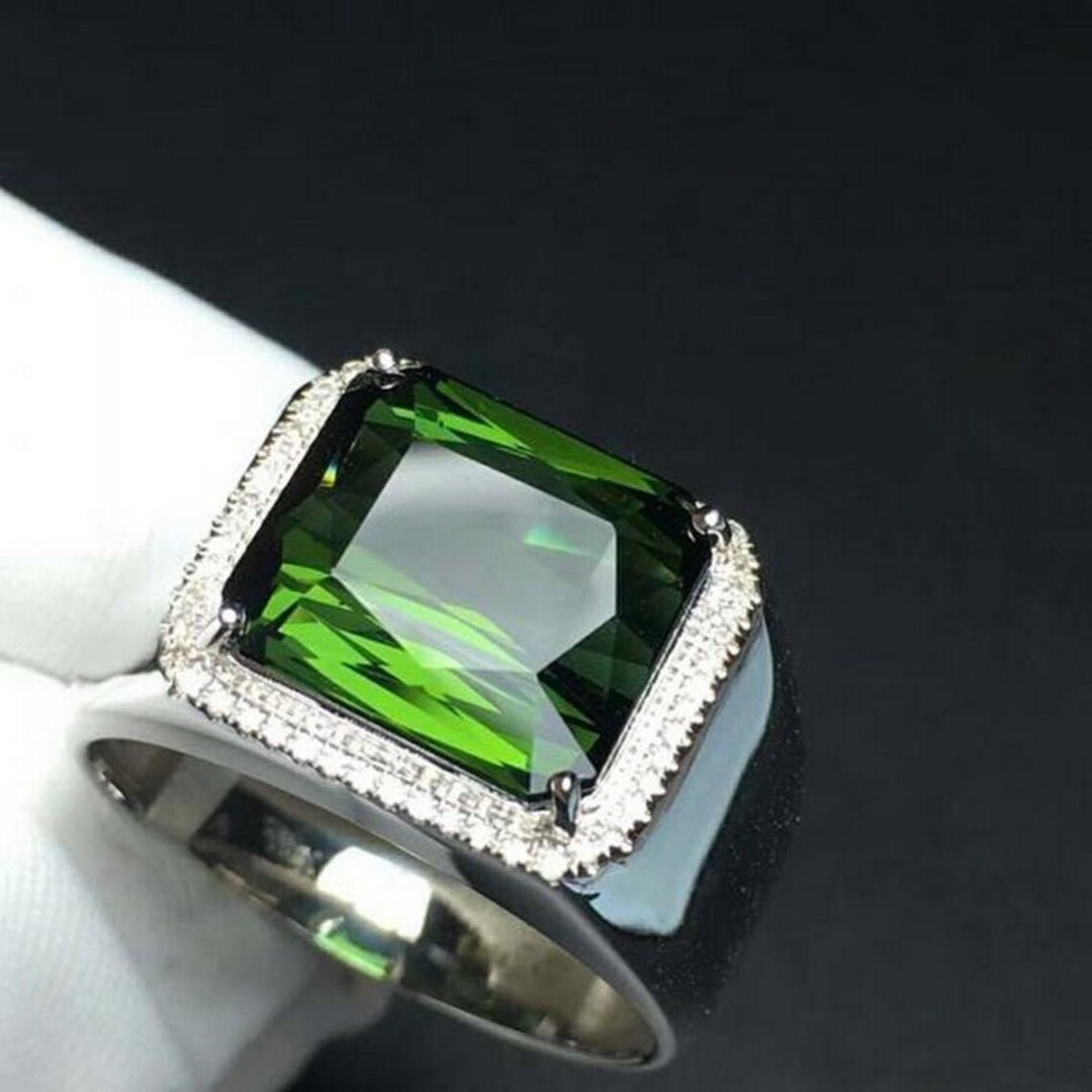 Natural Peridot Ring for Men Solid 925 Sterling Silver AAA Etsy