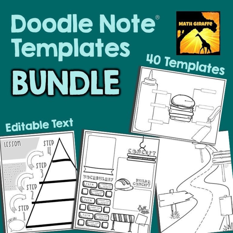 Editable Doodle Note Templates BUNDLE Etsy Editable Doodle Note Templates BUNDLE Etsy