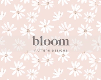 Daisy Bloom Floral Seamless Pattern Design Digital File Clipart. Botanical Daisies Girl Nursery Minimalist.  Personal and Commercial Use