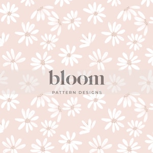Daisy Bloom Floral Seamless Pattern Design Digital File Clipart. Botanical Daisies Girl Nursery Minimalist. Do użytku osobistego i komercyjnego