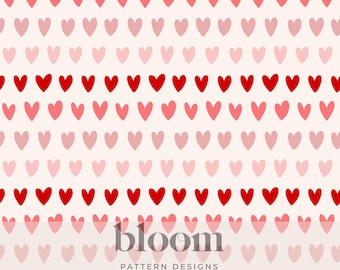 Valentine Seamless Repeat Pattern - Boho Ombre Hearts Valentine's Day - Personal and Commercial Use