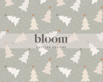 Neutral Boho Trees Seamless File - Christmas Trees Pattern Design, Digital File Clipart. Modern Gender Neutral. Personal and Commercial Use.