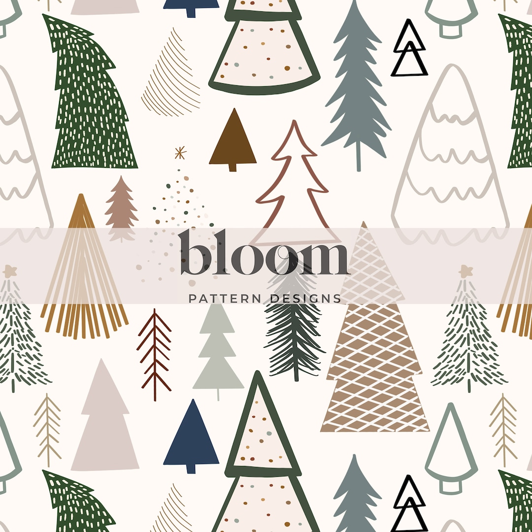 Boho Christmas Trees Seamless Pattern File Design. Christmas Tree, Scandinavian, Holidays ...