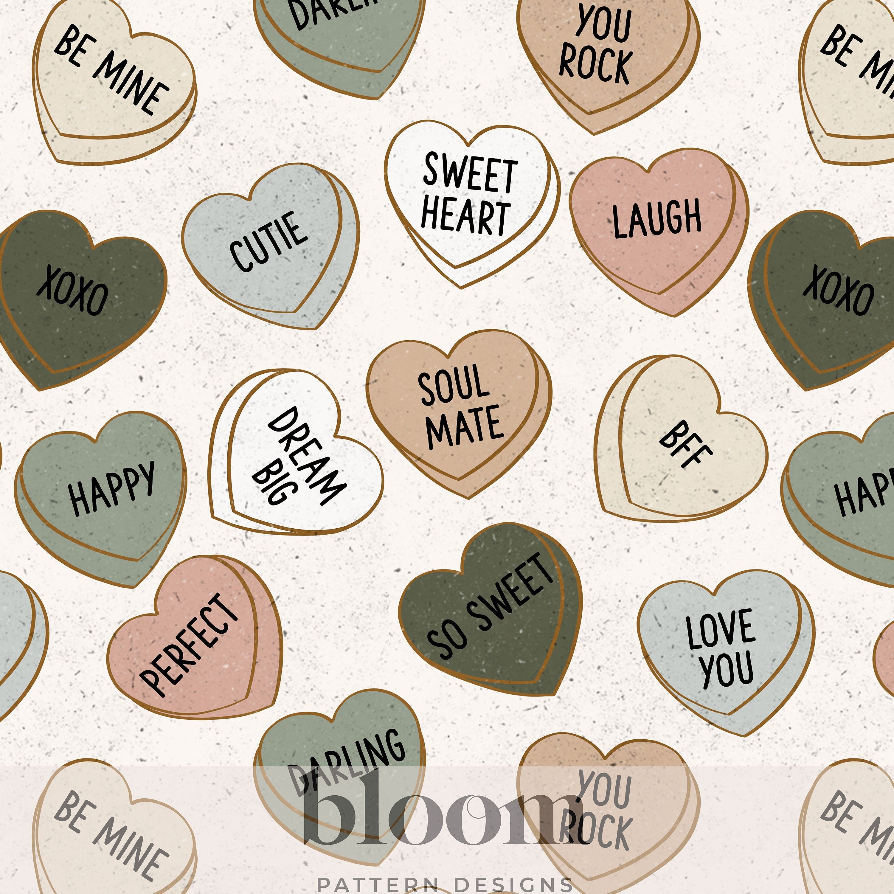 Earth Tone Hearts Valentine Fabric By The Yard | Watercolor Hearts | Hearts  | Valentine's Day Fabric | Made To Order Fabric