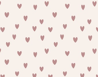 Dusty Rose Hearts Seamless Pattern Design Digital File Clipart. Pink Heart Textured on Bone, Minimalist, Cute.  Personal and Commercial Use.
