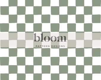 Sage Checkers Seamless Repeat Pattern - Green Checkered, Buffalo Check, Plaid Design - Personal and Commercial Use