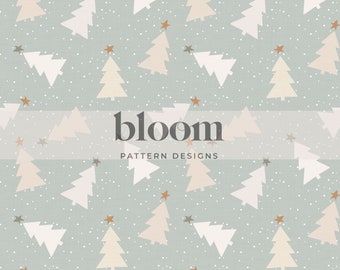 Cute Christmas Trees Seamless File - Boho Holidays, Neutral Pattern Design, Design File, Digital File Clipart. Personal and Commercial Use.