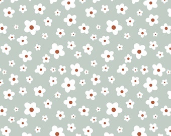 Daisy Flowers Seamless Pattern Design Digital File Clipart. Sage, Retro Daisies, Floral Pattern. Personal and Commercial Use.