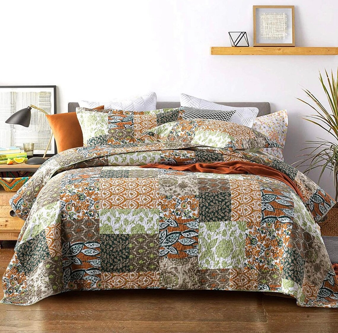 Floral Bedding Set Patchwork Bedspread Queen Size 100 Cotton Etsy