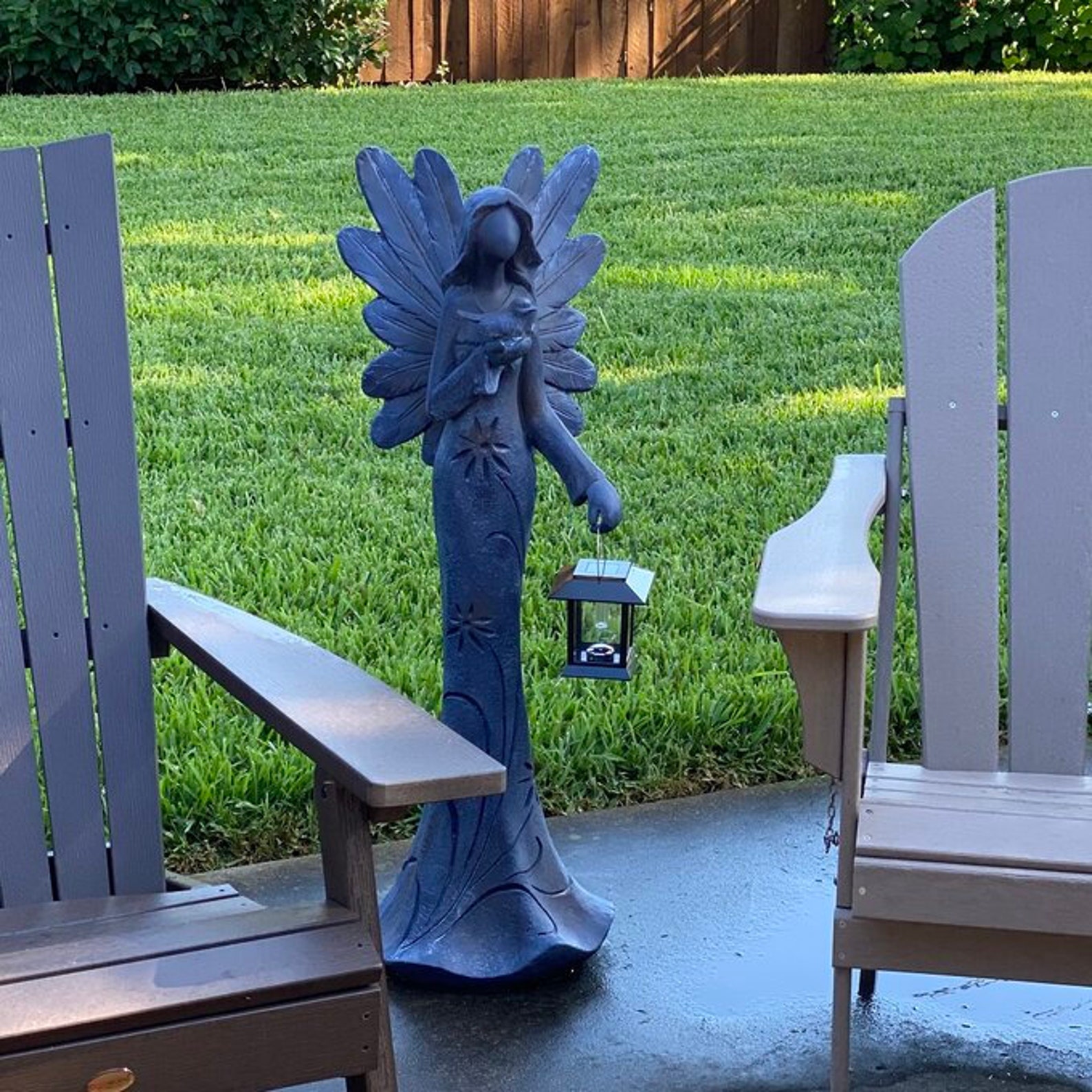 Rustic 42 Garden Angel Statue With Solar Lantern Etsy Ireland