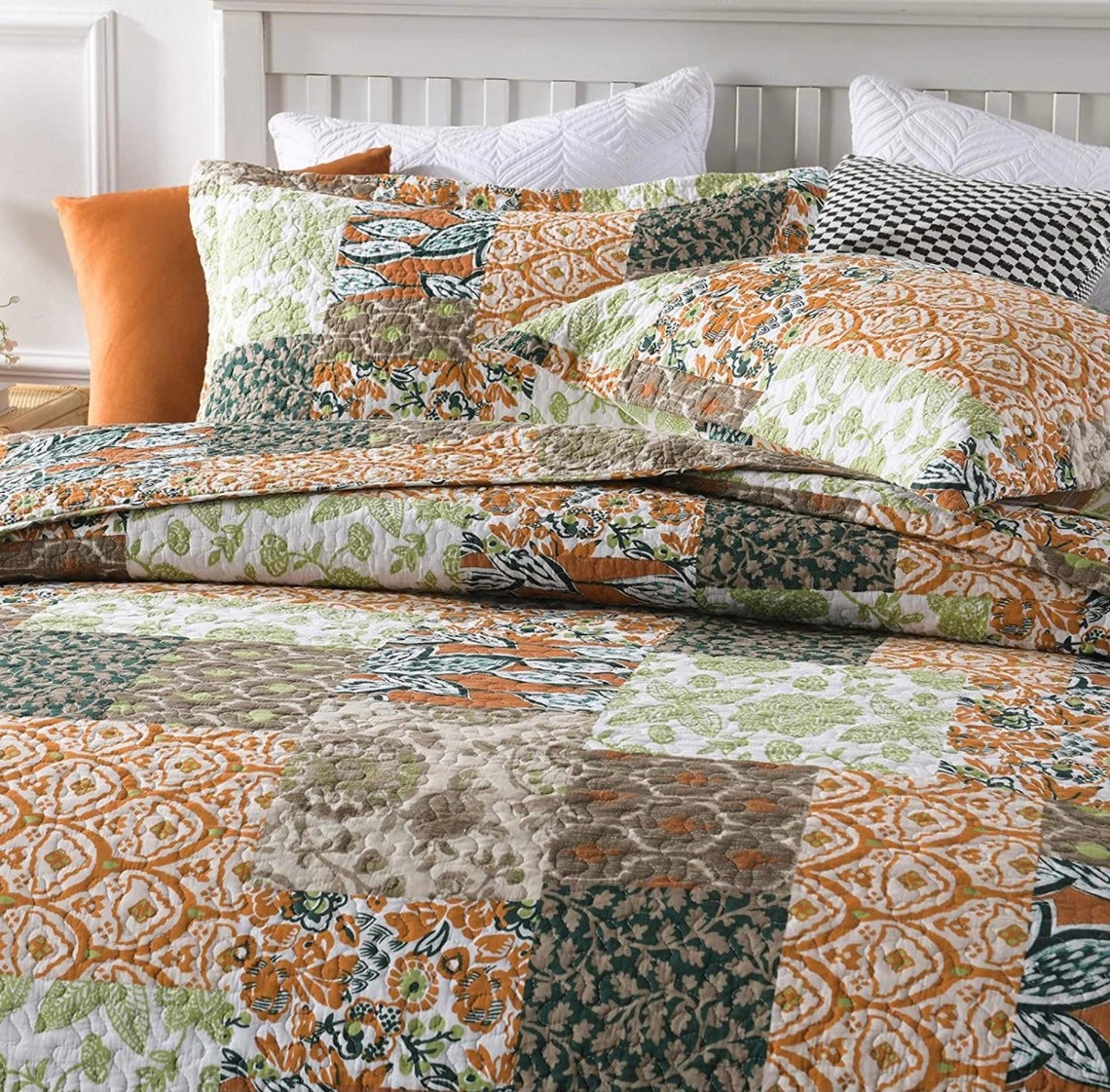 Floral Bedding Set Patchwork Bedspread Queen Size 100 Cotton Etsy