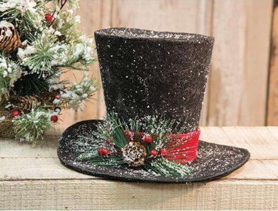 Large Black Holiday Christmas Top Hat 