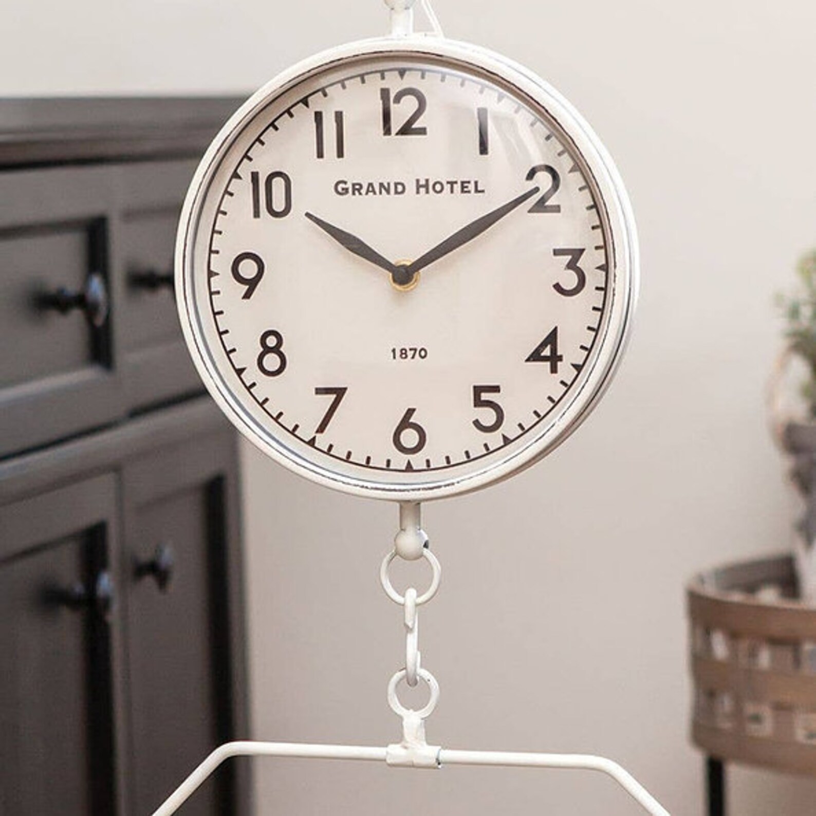 White Vintage Hanging Scale With Clock Etsy