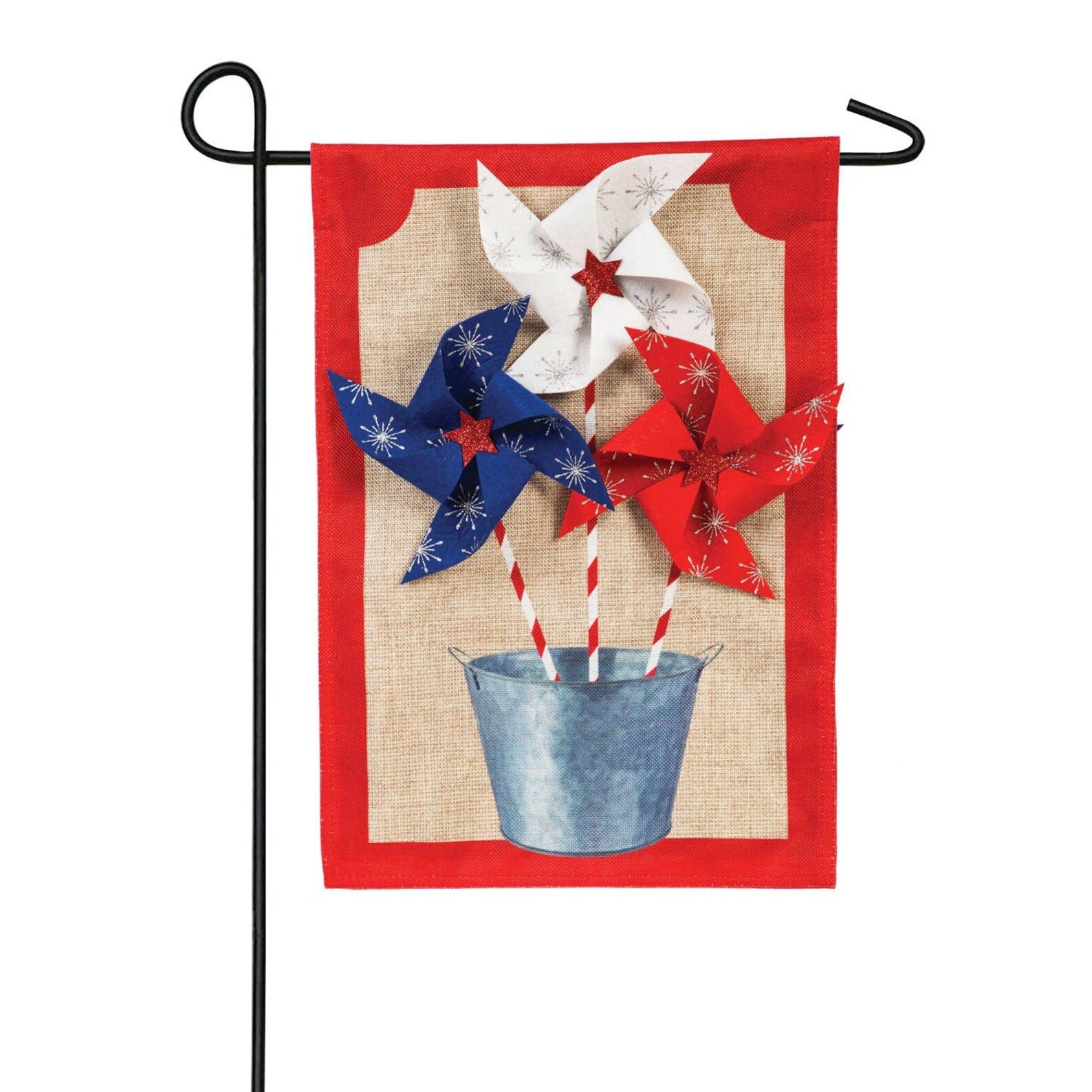 Patriotic Pinwheels Garden Burlap Flag Yard Sign Etsy
