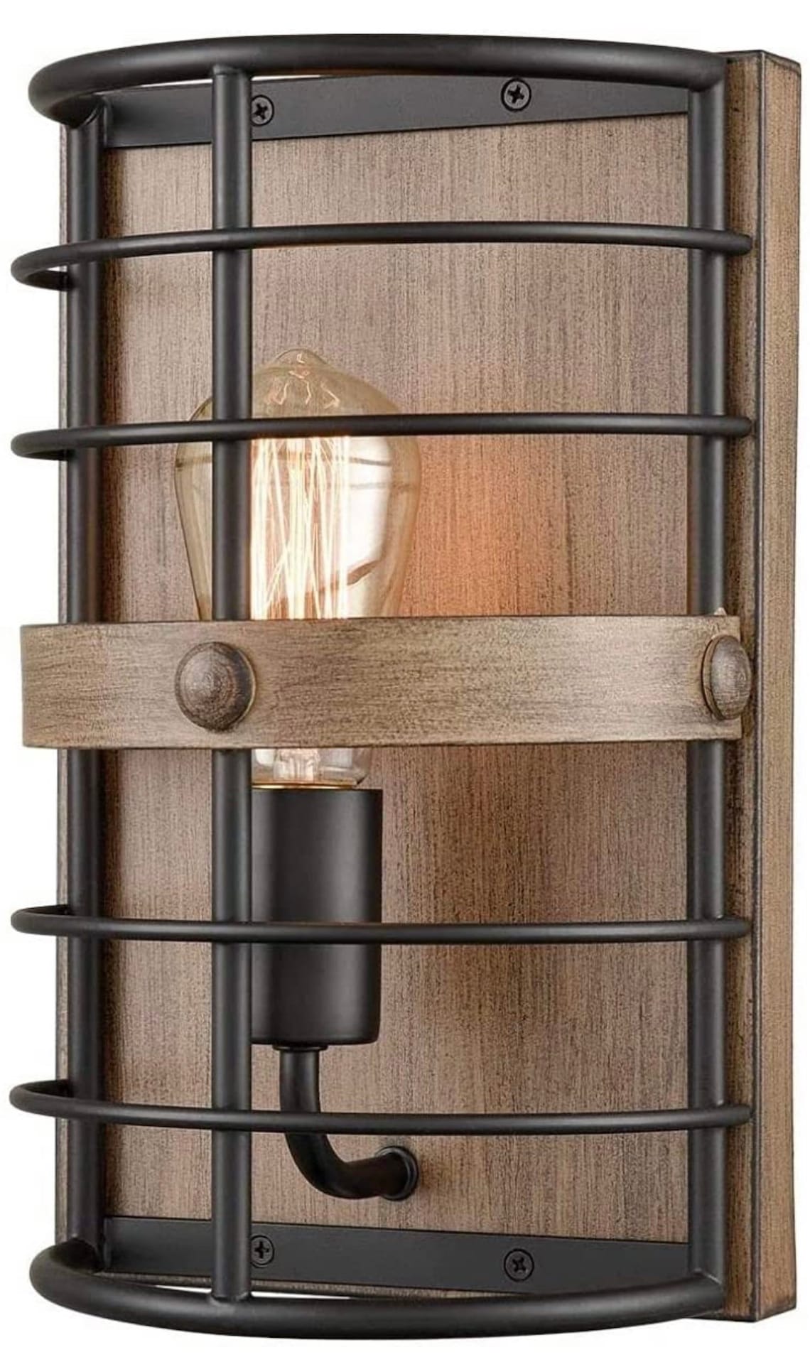 Rustic Farmhouse wooden Metal Wall Sconce Light Etsy