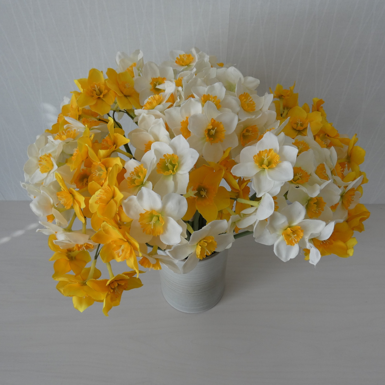 White Daffodil Silk Flower Bouquetyellow Daffodilsspring Etsy