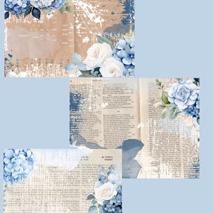 Bellissimo kit di carta per scrapbooking/diario digitale spazzatura blu Ortensia - più di 40 pagine!!