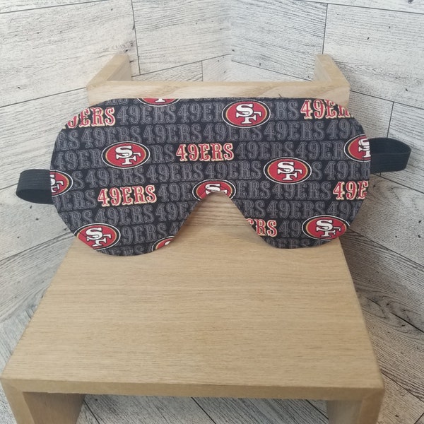 Eye Mask Sleep Mask Handmade San Francisco 49ers Team Fabric NFL Football Satin Backing Elastic Strap One Size Fits Most Great Gift Travel