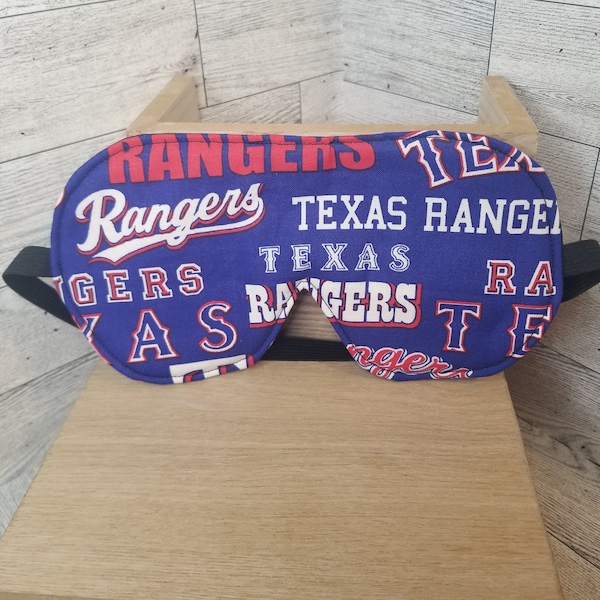 Texas Rangers MLB Baseball Eye Mask Sleep Mask Handmade Satin Backing Elastic Strap One Size Fits Most Great Gift Fast Shipping