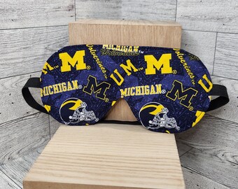 Oogmasker Slaapmasker Handgemaakte Michigan College Stof Wolverines Satijnen achterkant Elastische band One Size Fits Most Great Gift Travel