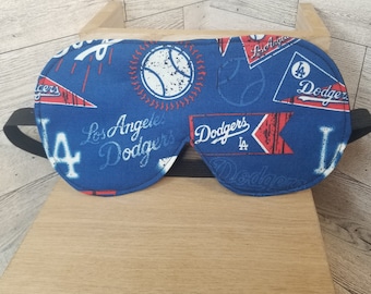 Augenmaske Schlafmaske Handmade Los Angeles Dodgers Team Stoff MLB Baseball Satin-Rückseite Elastikband Einheitsgröße Passt den meisten Großen Geschenk-Reisen