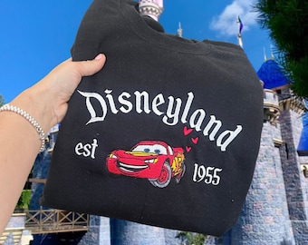 Cars Embroidered Sweatshirt, Disneyland Embroidered Sweater, Disneyland Sweatshirt, Disneyland Shirt, Lightning Mcqueen Shirt, Cars Sweater
