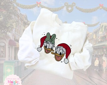Sudadera navideña bordada de Mickey y Minnie, ropa festiva.