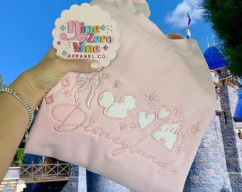 Disneyland Bow Shirt, Disneyland Bow Sweater, Pink Disneyland Sweater, Pink Disneyland Sweatshirt, Cute Disneyland Sweatshirt, Cute Disney