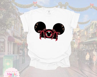 Mickey Mouse Christmas T-shirt – Plaid Bow Detail