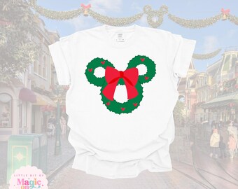 Mickey Wreath Christmas T-Shirt: Disneyland Holiday Apparel