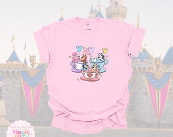 Camiseta de la atracción de las tazas azules: Ropa para vacaciones familiares en Disneyland