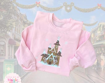 Sudadera navideña bordada de Mickey y Minnie, ropa festiva.