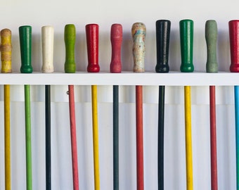Vintage Wooden Circus Cane Collection - Colorful & One of a Kind Item - Statement Piece 35" x 28"