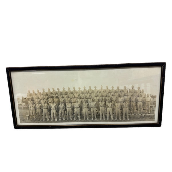 Vintage WWII Army Panoramic Black & White Photo at Fort Rucker Alabama - Military History 1940s Photograph - 21" long framed and glass