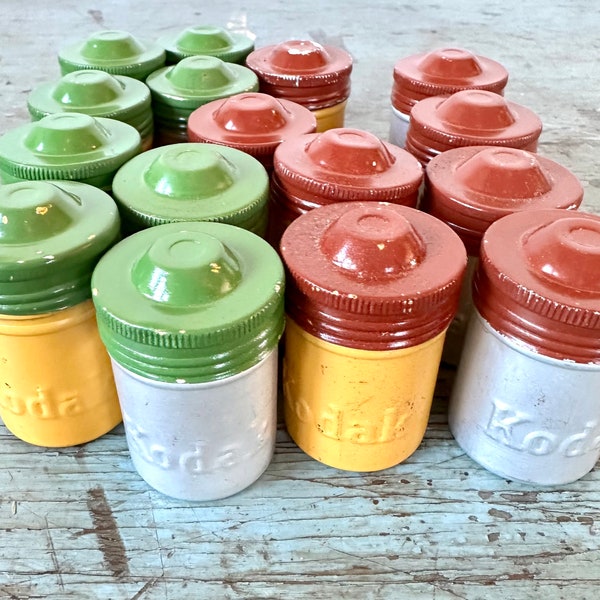 Vintage Kodak Film Canister Sets - Pairs or Fours - Silver Yellow Red Green Lots