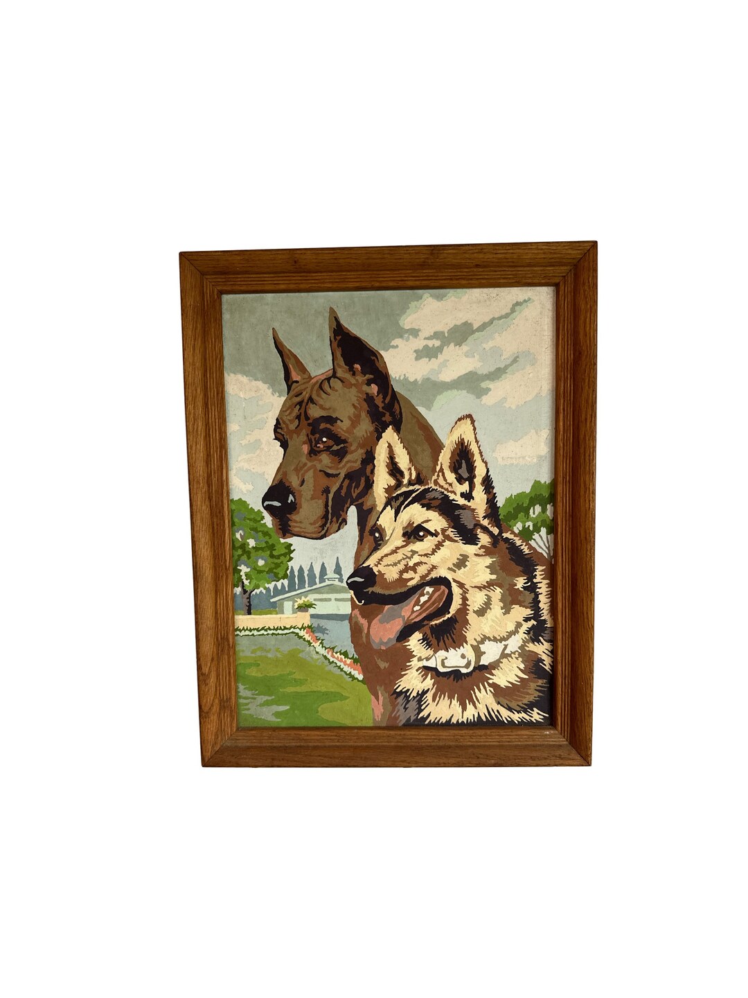 Vintage Wood Framed Paintbynumber of great Dane and Etsy