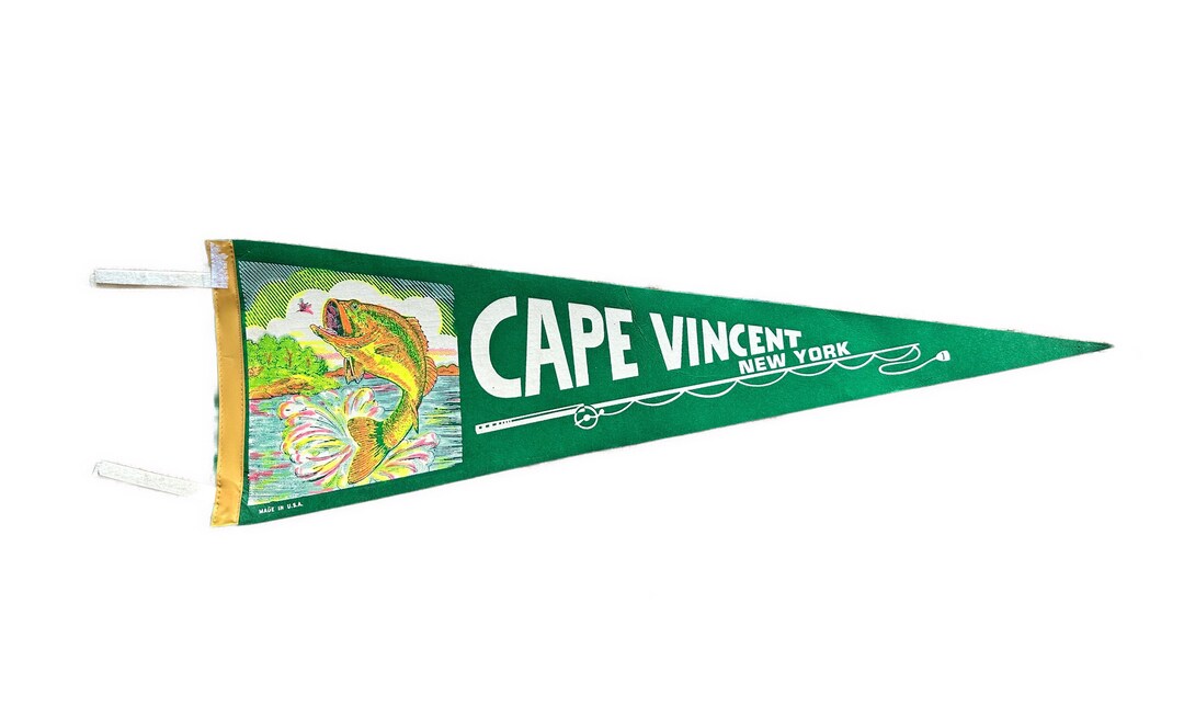 Vintage Green Fabric Pennant cape Vincent New Etsy