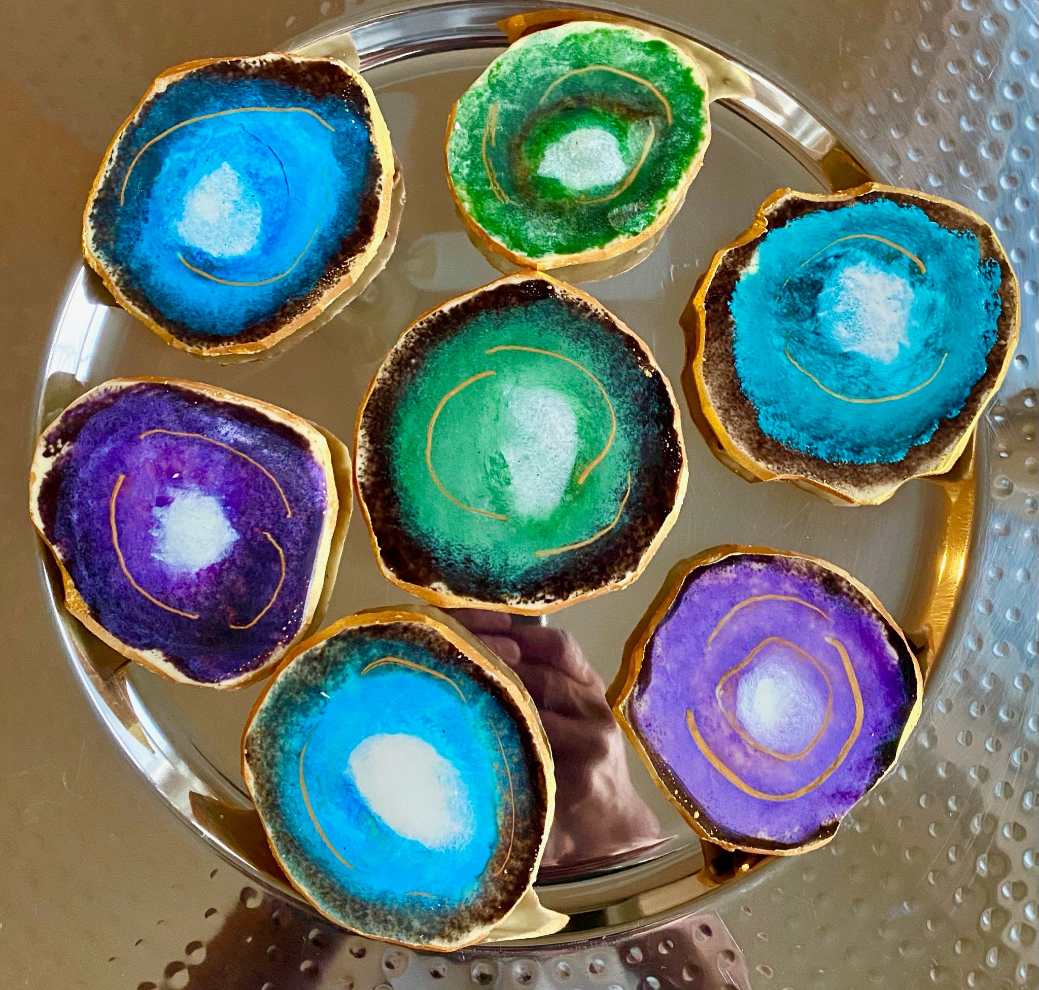 Solid Dark Chocolate Gemstone colored Geode with Almonds Etsy