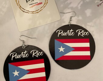 Puerto Rico Flag Earrings Black