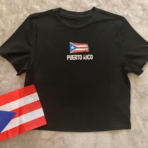 Puerto Rico Falg Women’s Balck Crop Top