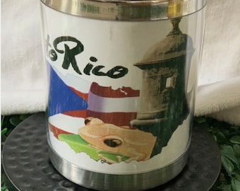 Puerto Rico Flag, El Morro, Coqui Taza de viaje con aislamiento frío/calor de 10 oz con asa.