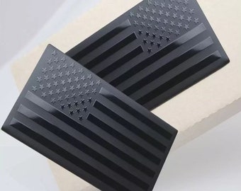 NEW (2Piece) 3D Metal American Flag Emblem Decal,Black American Flag Decal for Car, Truck or SUV,