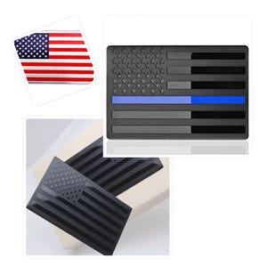 NEW (2Piece) 3D Metal American Flag Emblem Decal,Black American Flag Decal for Car, Truck or SUV,